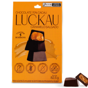 POUCH BOMBOM 70% CARAMELO SALGADO ZERO AÇÚCAR - LUCKAU